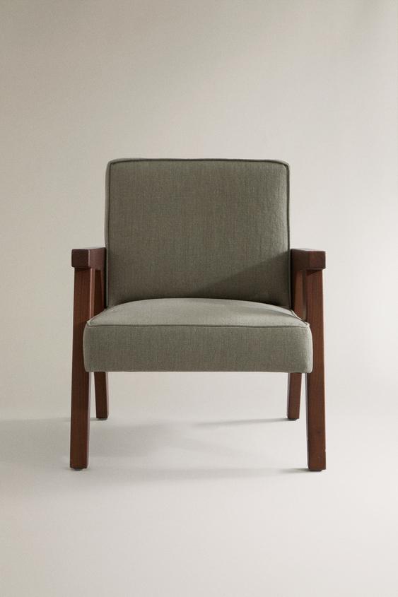 ZARA HOME BY BLASCO UPHOLSTERED WALNUT ARMCHAIR Midgreen ZARA Turkey