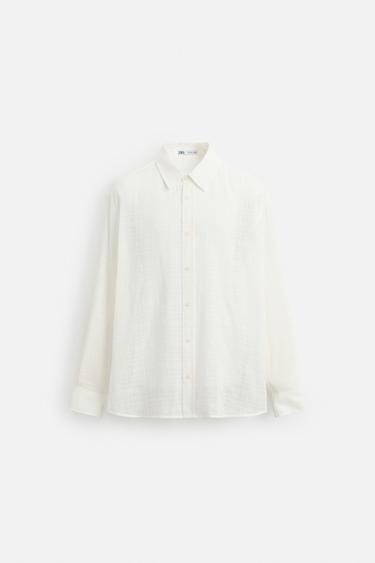 CHEMISE JACQUARD À CARREAUX - Blanc de Zara - Image 6