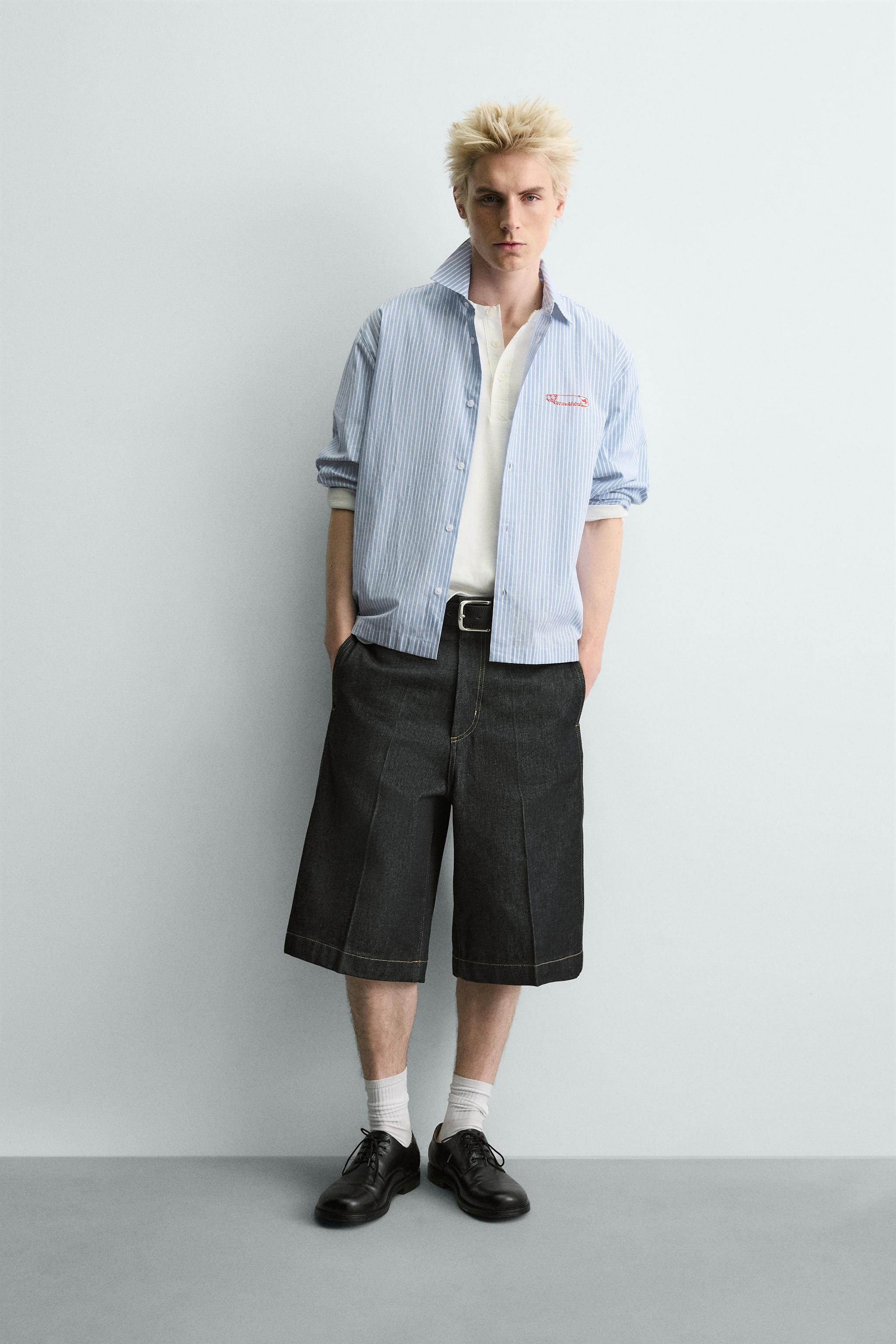 CHEMISE À RAYURES AVEC INSCRIPTION IMPRIMÉE