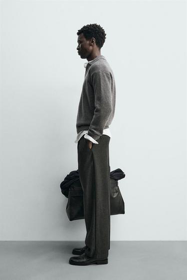 POLO EN MAILLE DE LAINE ET CACHEMIRE - Gris chiné de Zara - Image 3