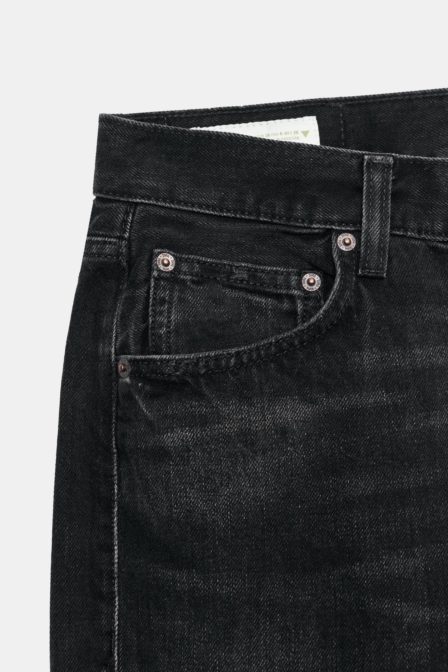 Женские джинсы Zara Trf Mid-Rise Straight Fit, цвет: Чёрный — фото 8