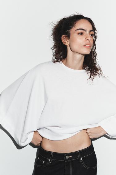 CAMISETA LOOSE ALGODÓN - Blanco de Zara - Imagen 0