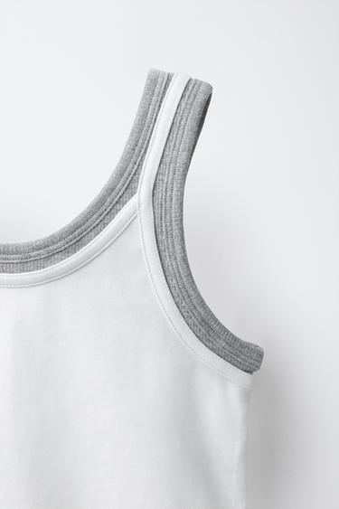 TOP DOUBLE EN CONTRASTE - Blanc de Zara - Image 2