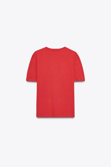 Zara TEXT T-SHIRT - Raspberry