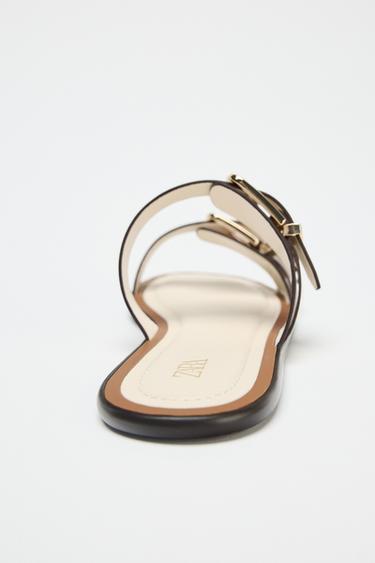 SANDALES DOUBLE BRIDE BOUCLES - Blanc écru de Zara - Image 4