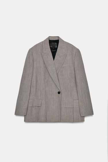 ΜΠΛΕΪΖΕΡ OVERSIZED ΜΕ ΜΑΛΛΙ ZW COLLECTION - ΜΠΕΖ-ΚΑΦΕ του Zara