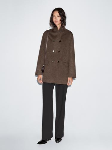 Zara Wool blend coat with tuxedo collar - Chocolate - Image 0