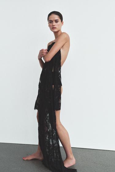 LONG LACE DRESS WITH BACK NECKLINE - Black by Zara - Image 5