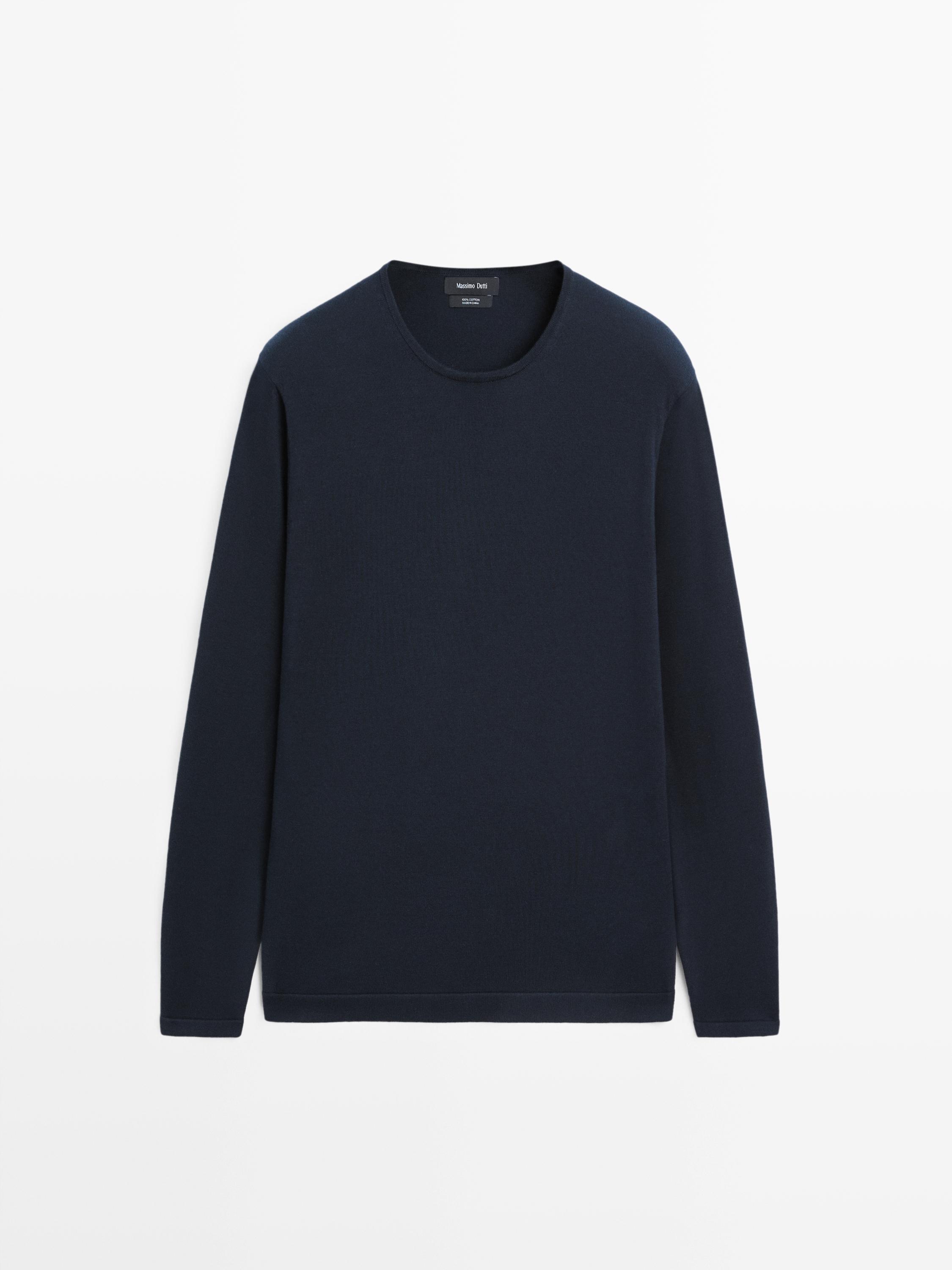 Knit 100% cotton crew neck sweater