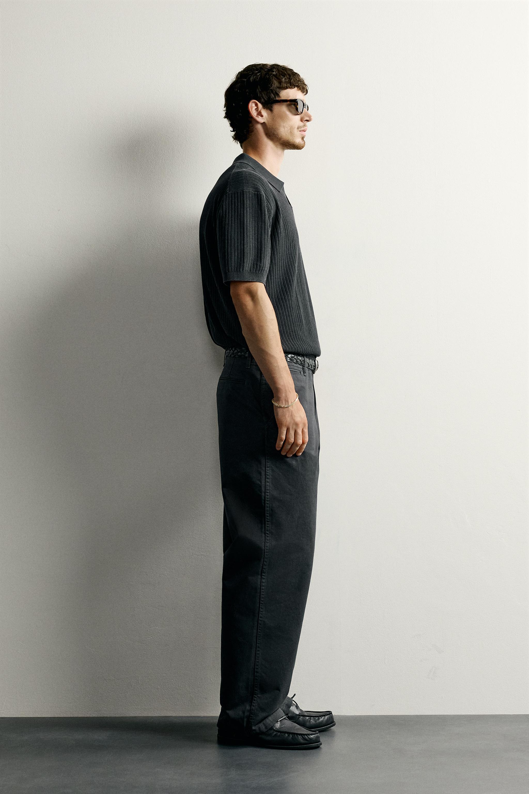 Zara DOKULU REGULAR FIT POLO T-SHIRT görsel 4