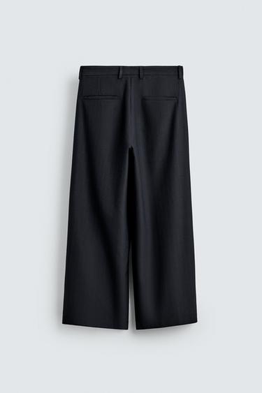RELAXED FIT PLEATED TROUSERS - Navy blue by Zara - Image 1