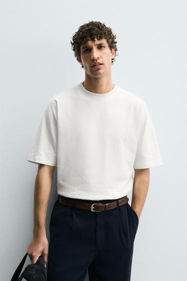 WASHED HEAVYWEIGHT T-SHIRT - Oyster-white by Zara