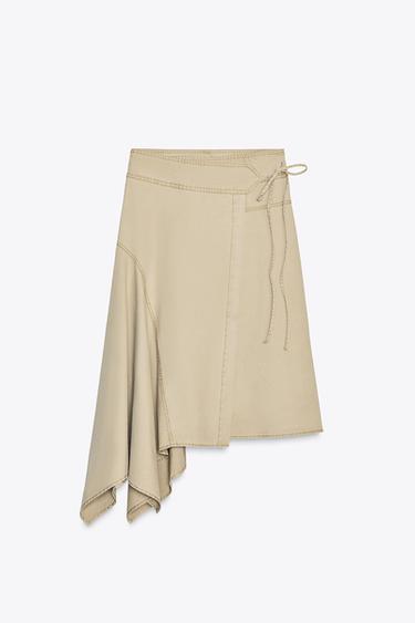 ASYMMETRIC SARONG SKIRT - camel by Zara