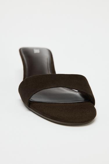 SANDALES À TALONS COMPENSÉS EN DAIM - Marron de Zara - Image 3