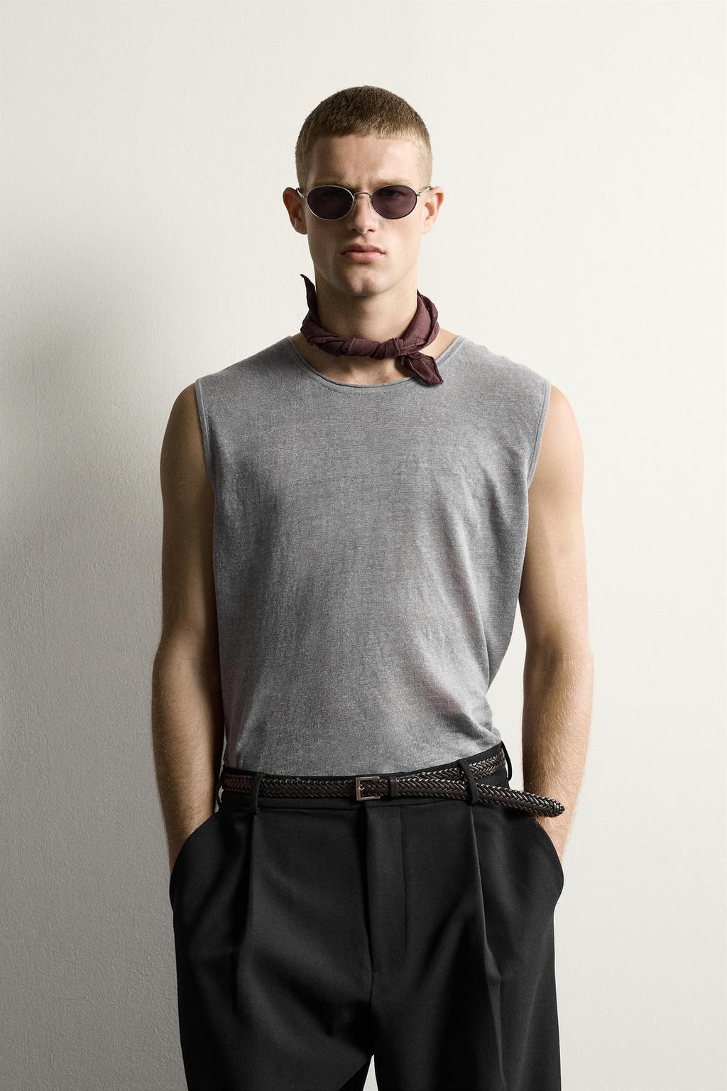 100% LINEN KNITTED TANK TOP