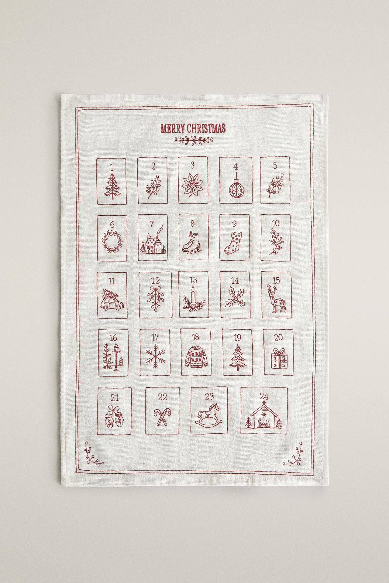 CHRISTMAS ADVENT CALENDAR KITCHEN TOWEL — Red
