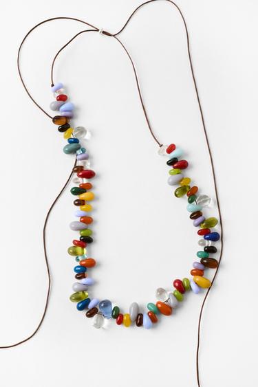 Zara RESIN PIECE CORD NECKLACE - Multicolored