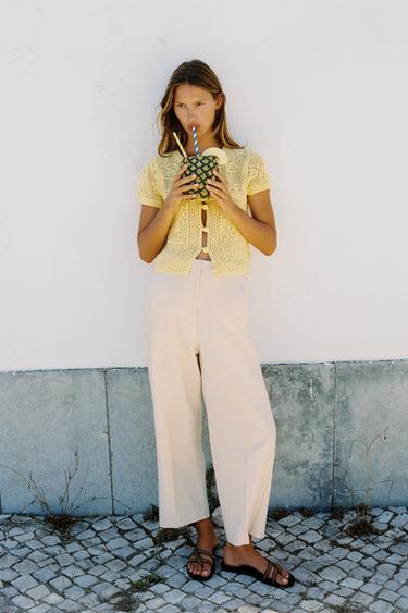 PANTALÓN RECTO RÚSTICO - Beige claro de Zara