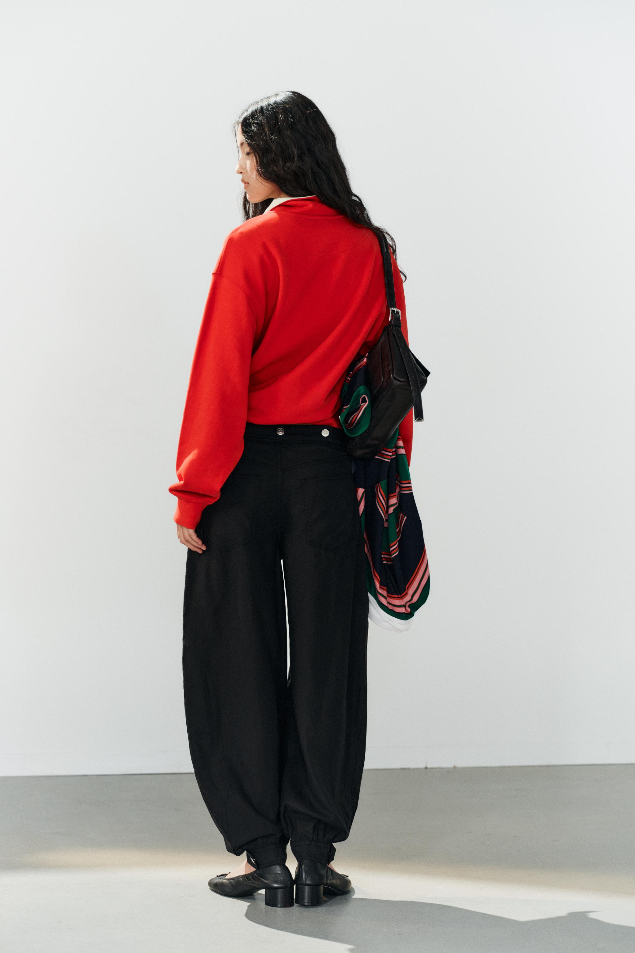Женские брюки Zara FLOWY CUFFED BALLOON PANTS — фото 6