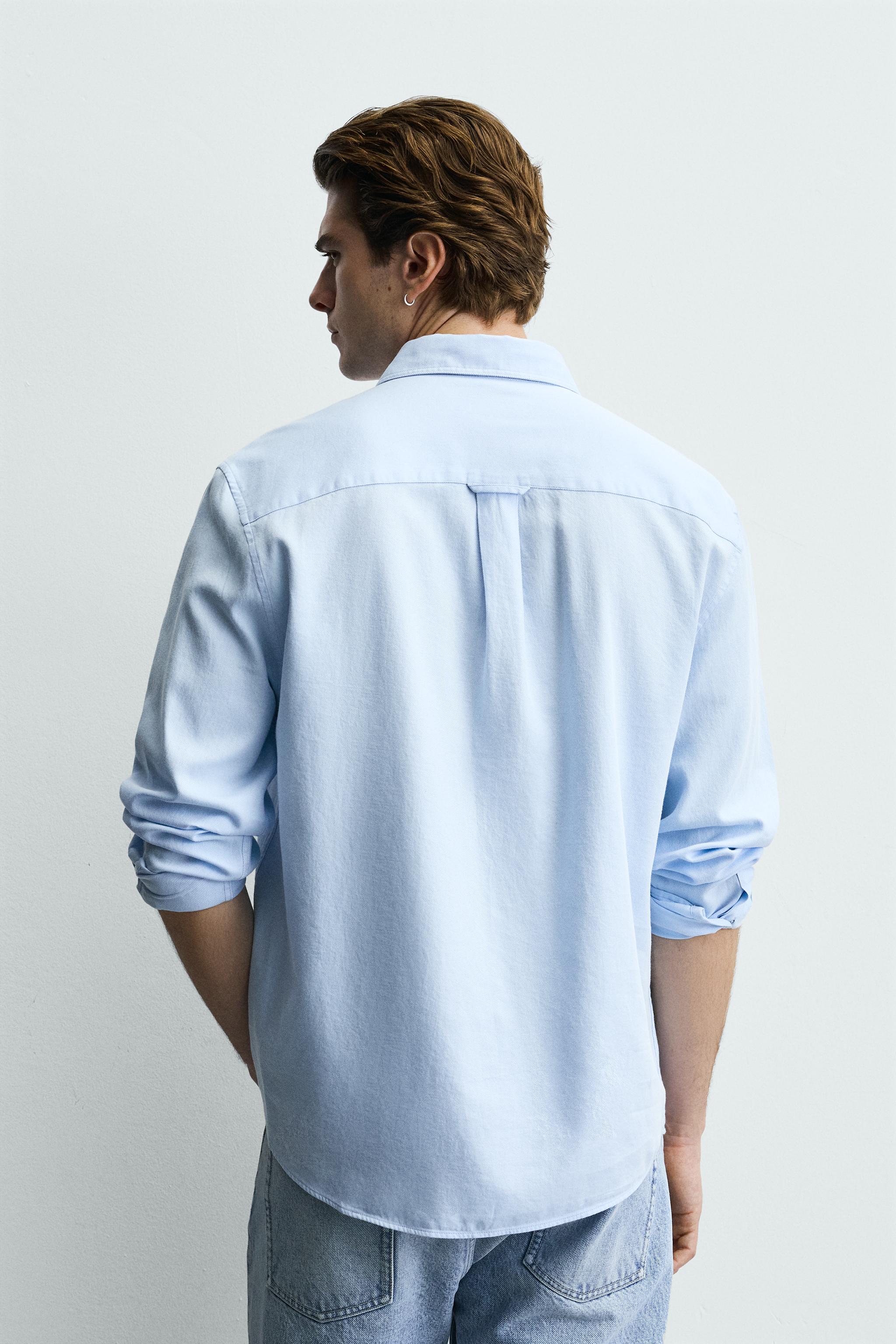 CAMISA COM ESTRUTURA TWILL - Azul-celeste | ZARA Brasil