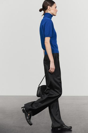 Extra fine wool pleated pants — Navy blue 1