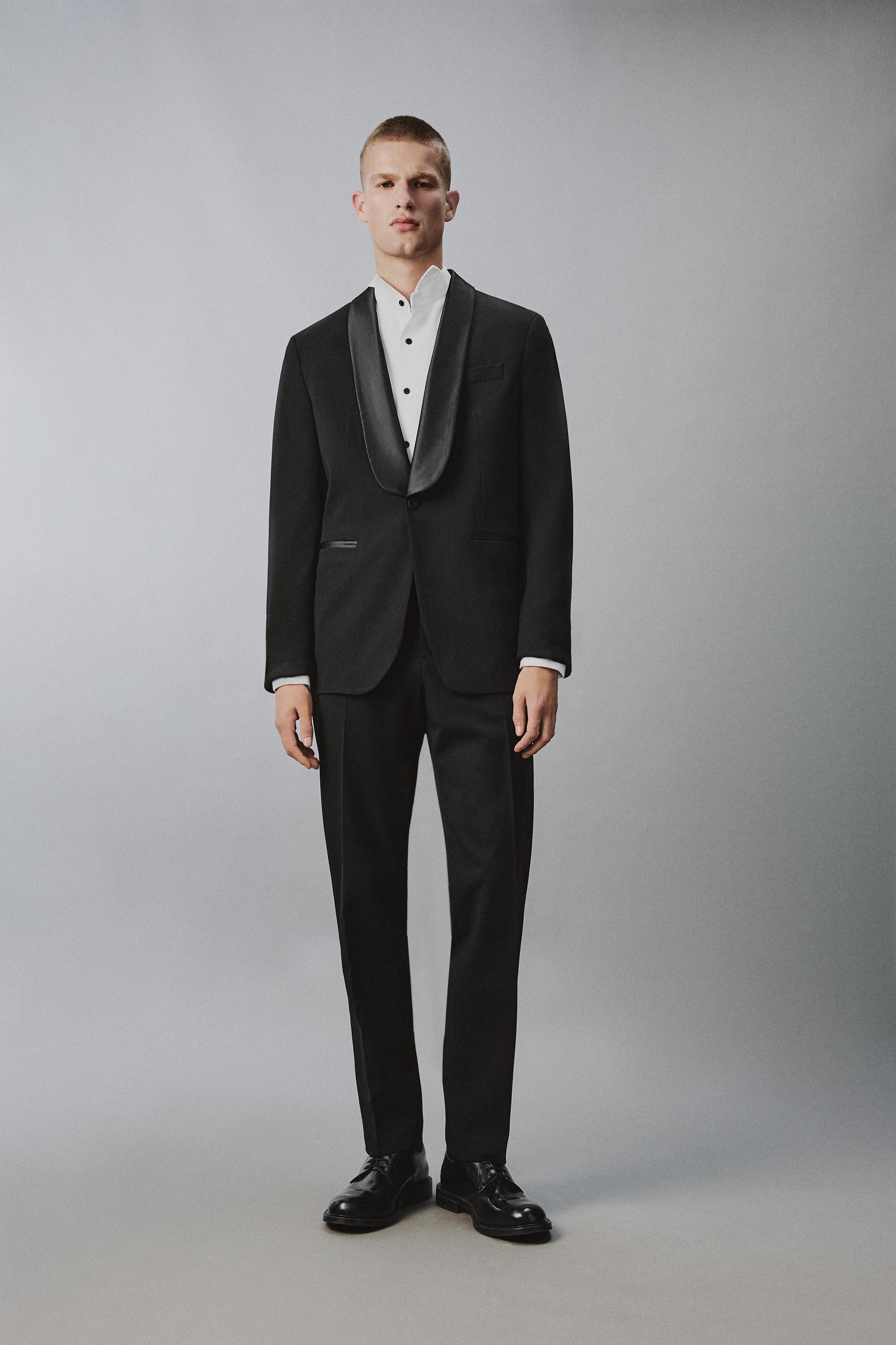 REGULAR FIT TUXEDO PANTS WITH BANDS - Black | ZARA United States