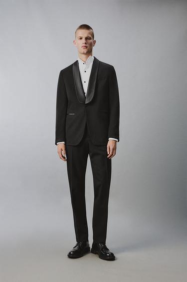 REGULAR FIT TROUSERS WITH TUXEDO STRIPES - Black by Zara