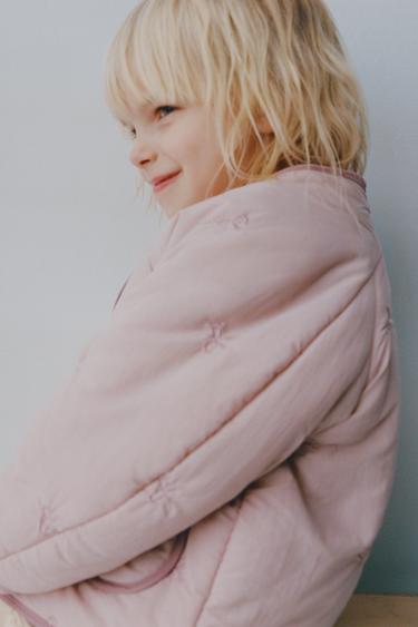 Zara WATER REPELLENT PADDED JACKET WITH EMBROIDERED BOWS - Pink