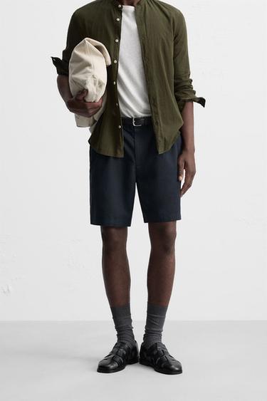 BERMUDA REGULAR FIT PIEGHE - Blu Marino di Zara