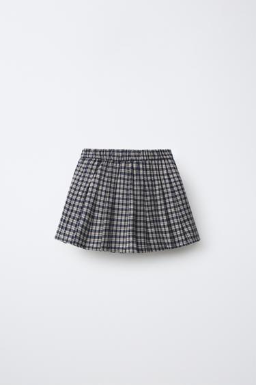 PLAID PRINT SKIRT — Blue 2
