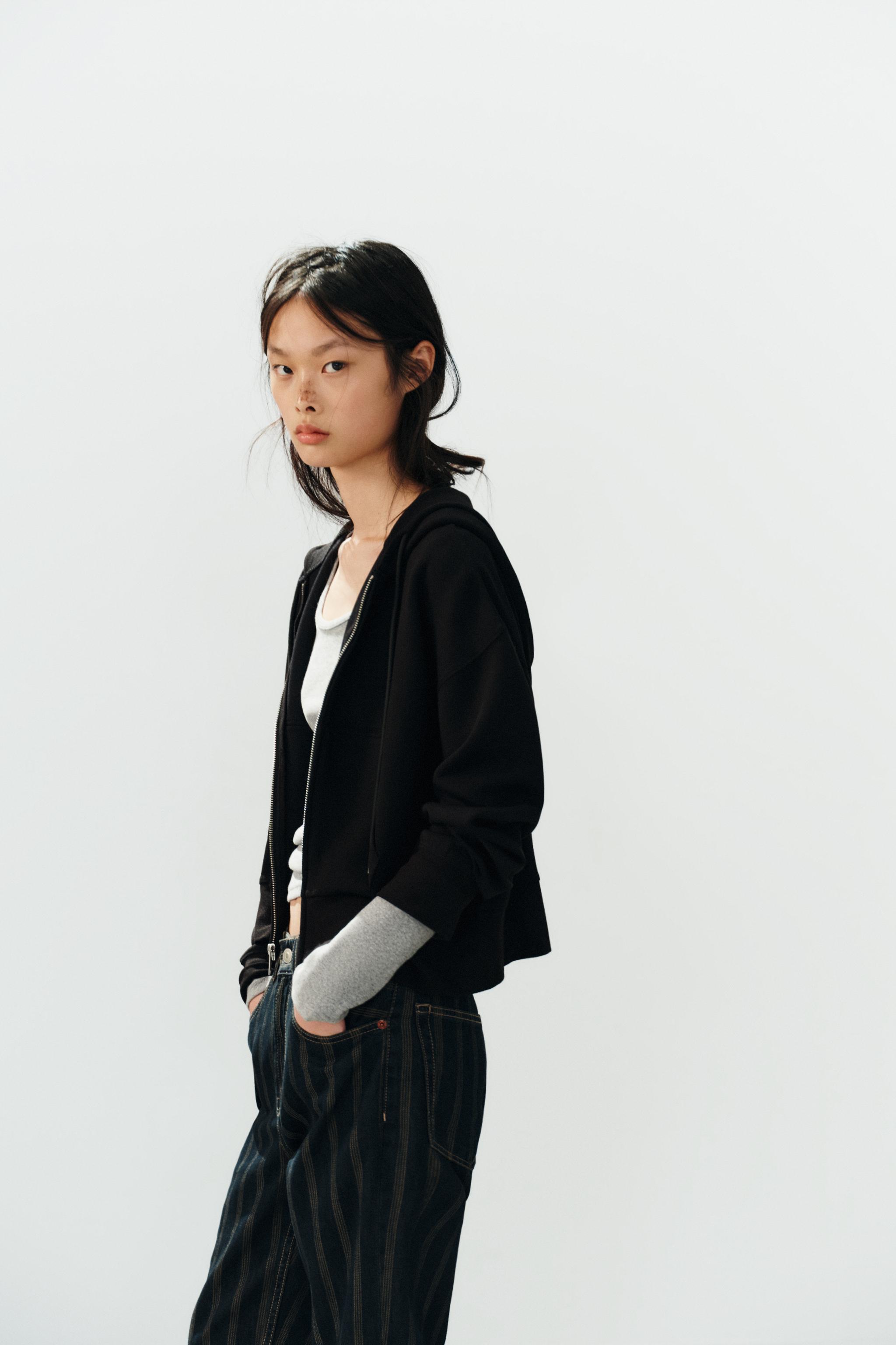 Zara İNTERLOK KAPÜŞONLU SWEATSHIRT görsel 3