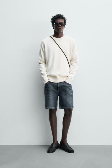 BERMUDA EN JEAN REGULAR FIT - Bleu de Zara