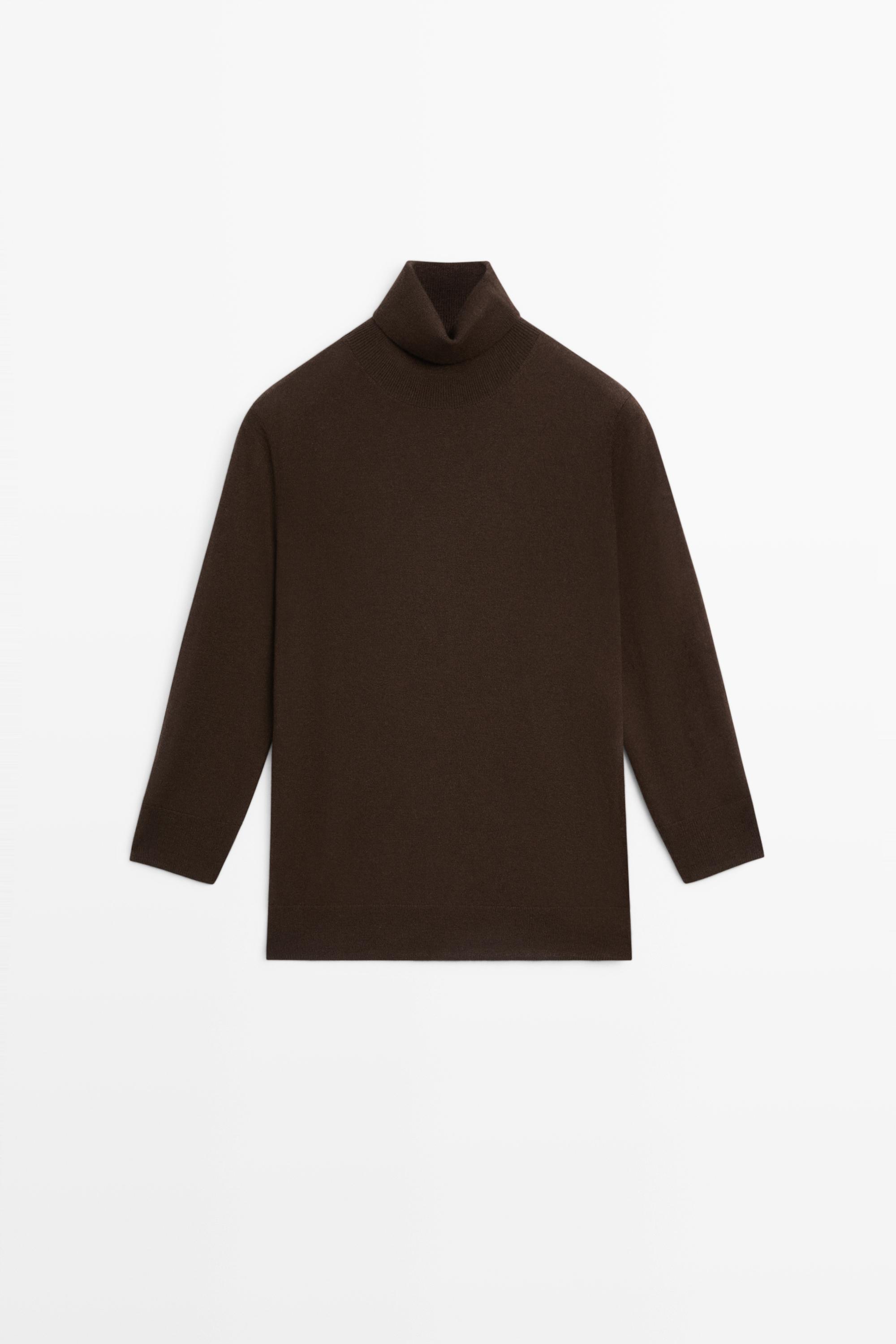 Wool blend turtleneck knit sweater