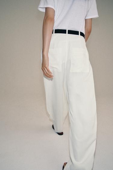 ZW COLLECTION FLOWING DARTED TROUSERS - Oyster-white by Zara - Image 2