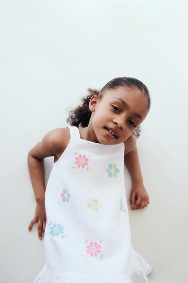 CROSS-STITCH FLORAL TWILL DRESS - White by Zara - Image 5