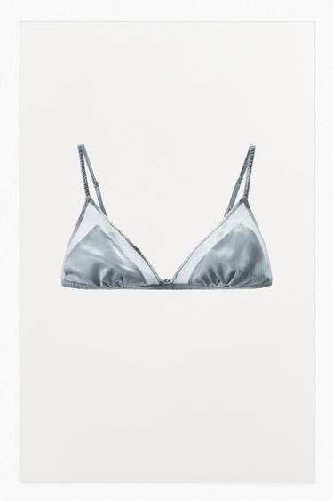 SILK TRIANGLE BRALETTE - Light blue by Zara