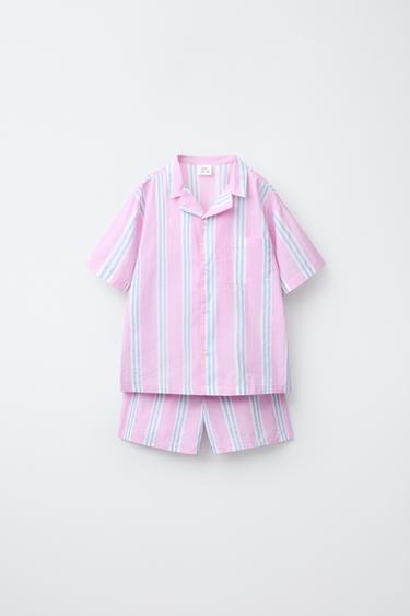AGES 2-6/ STRIPED SHIRT AND BERMUDA PYJAMAS - Pink by Zara