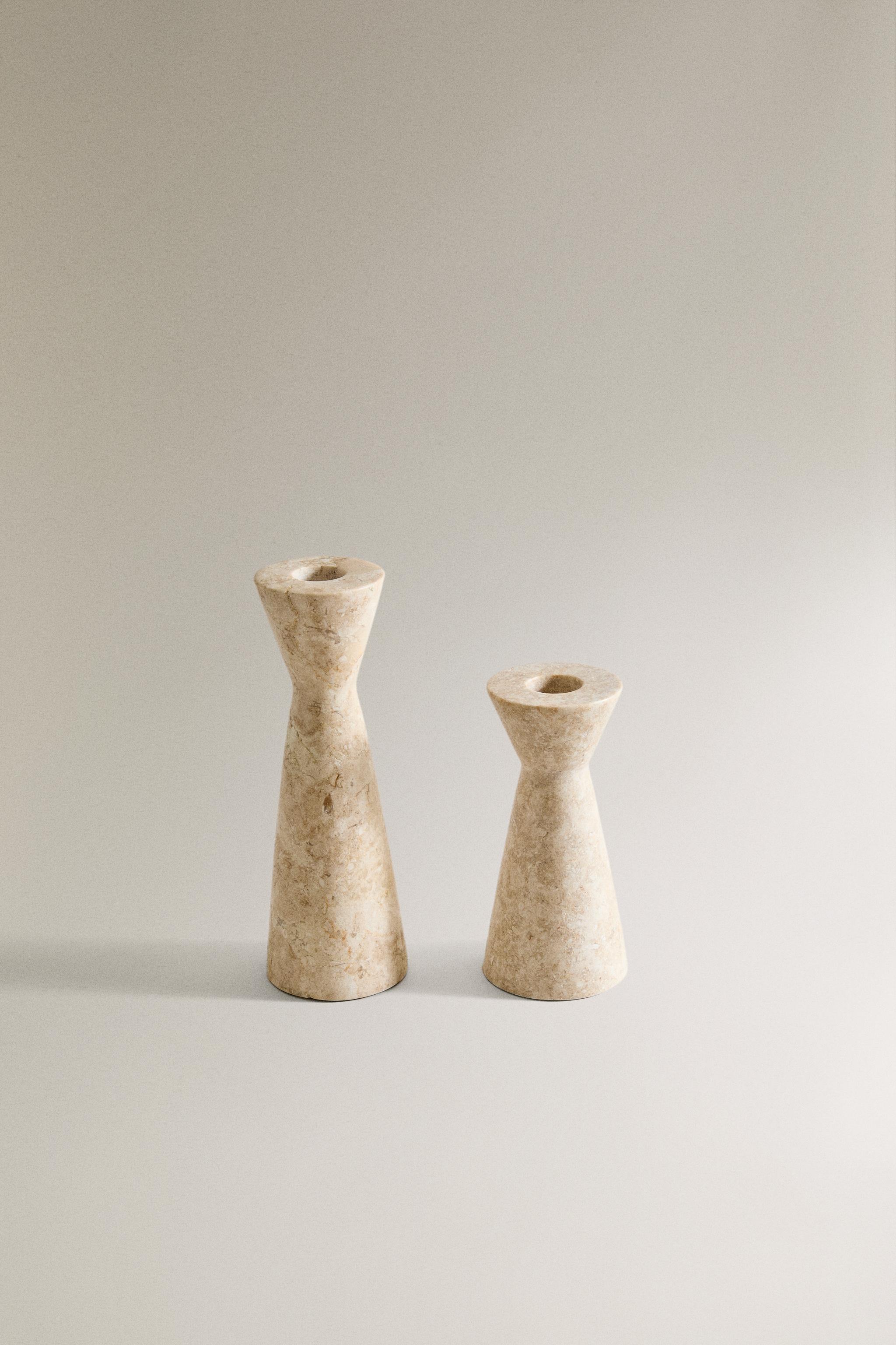 マーブルキャンドルホルダー - ベージュ | ZARA Japan / 日本