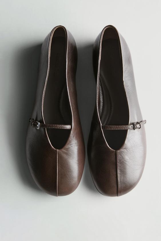 Leather ballet flats with buckle from Zara - $200