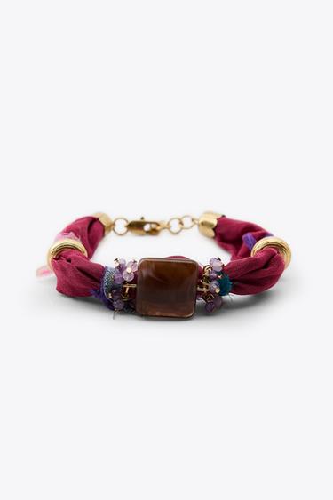 PACK OF 2 FABRIC BEADED BRACELETS - Multicoloured by Zara - Image 4