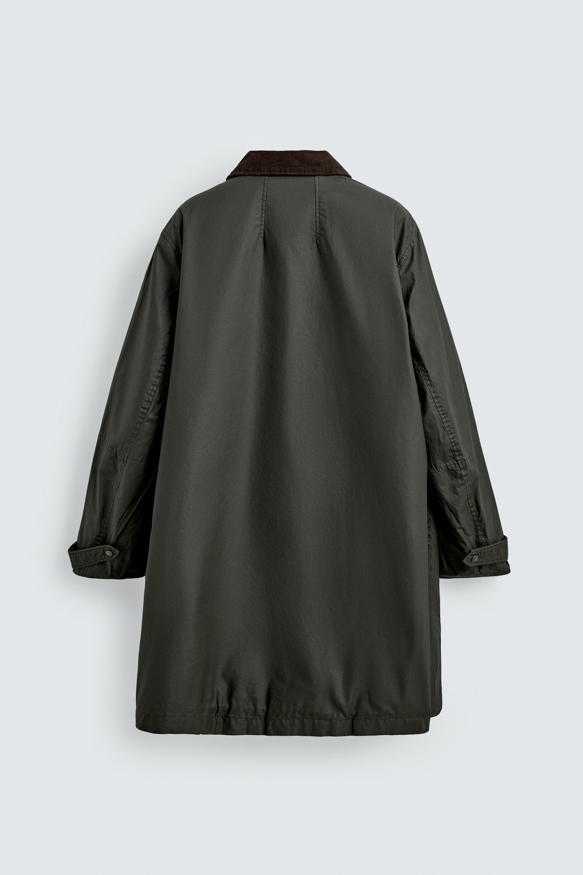 ワックスフィニッシュ加工コントラストカラー トレンチコート