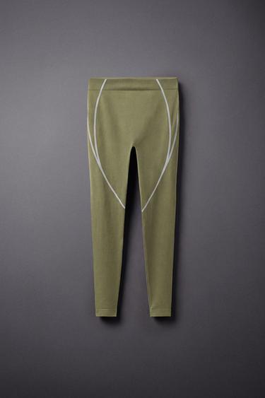 SPORTY SEAMLESS LEGGINGS — Khaki 1