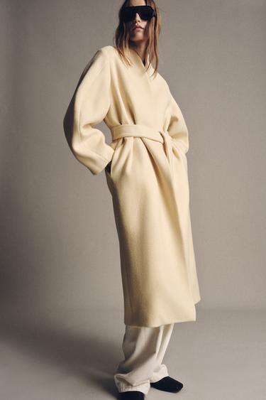 OVERSIZED WOOL BLEND COAT ZW COLLECTION - Vanilla by Zara