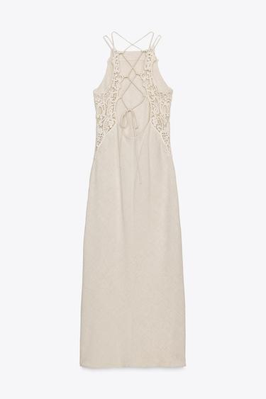 ROBE MIDI BIMATIÈRE CROCHET - Beige clair de Zara - Image 7