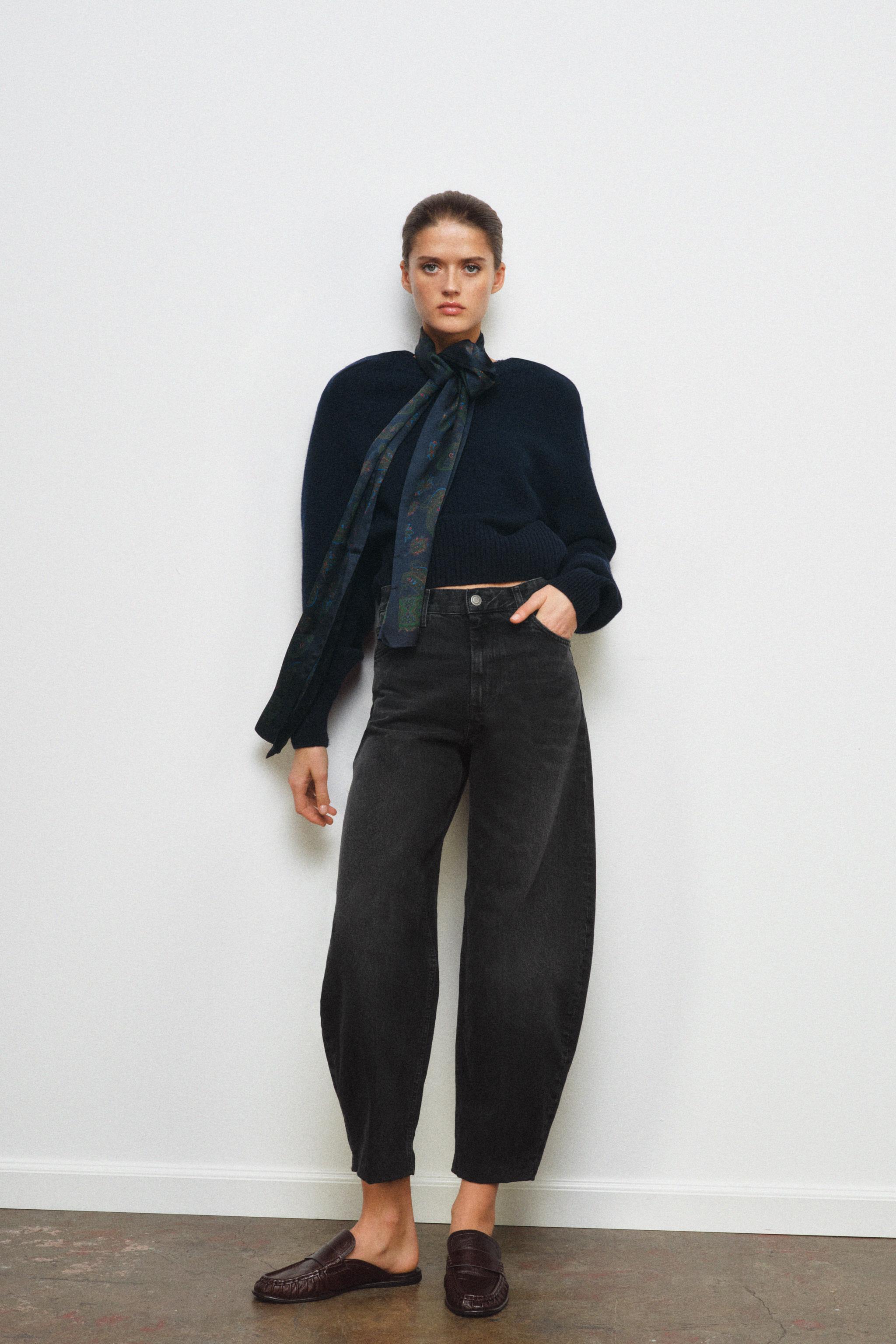 ZW COLLECTION HIGH WAIST STRIPED TAPERED JEANS
