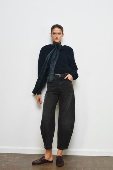JEANS ZW COLLECTION BARREL TIRO ALTO - Negro de Zara