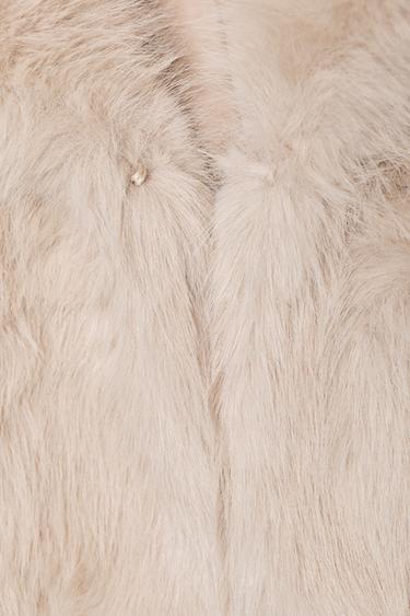 FAUX FUR COLLARED JACKET - Ecru by Zara - Image 7