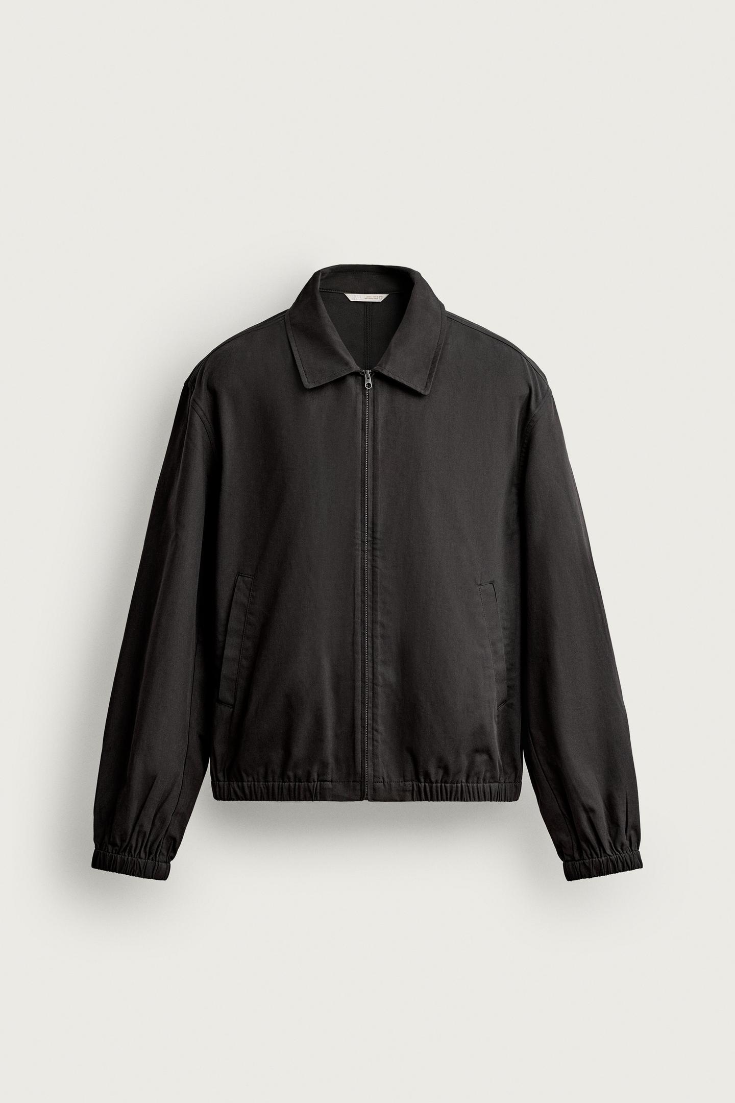 Мужская куртка Zara Lightweight Cotton-Lyocell, цвет: Чёрный — фото 5