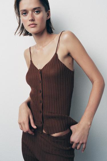 PLEATED FINE KNIT BRIEFS - Brown by Zara - Image 0