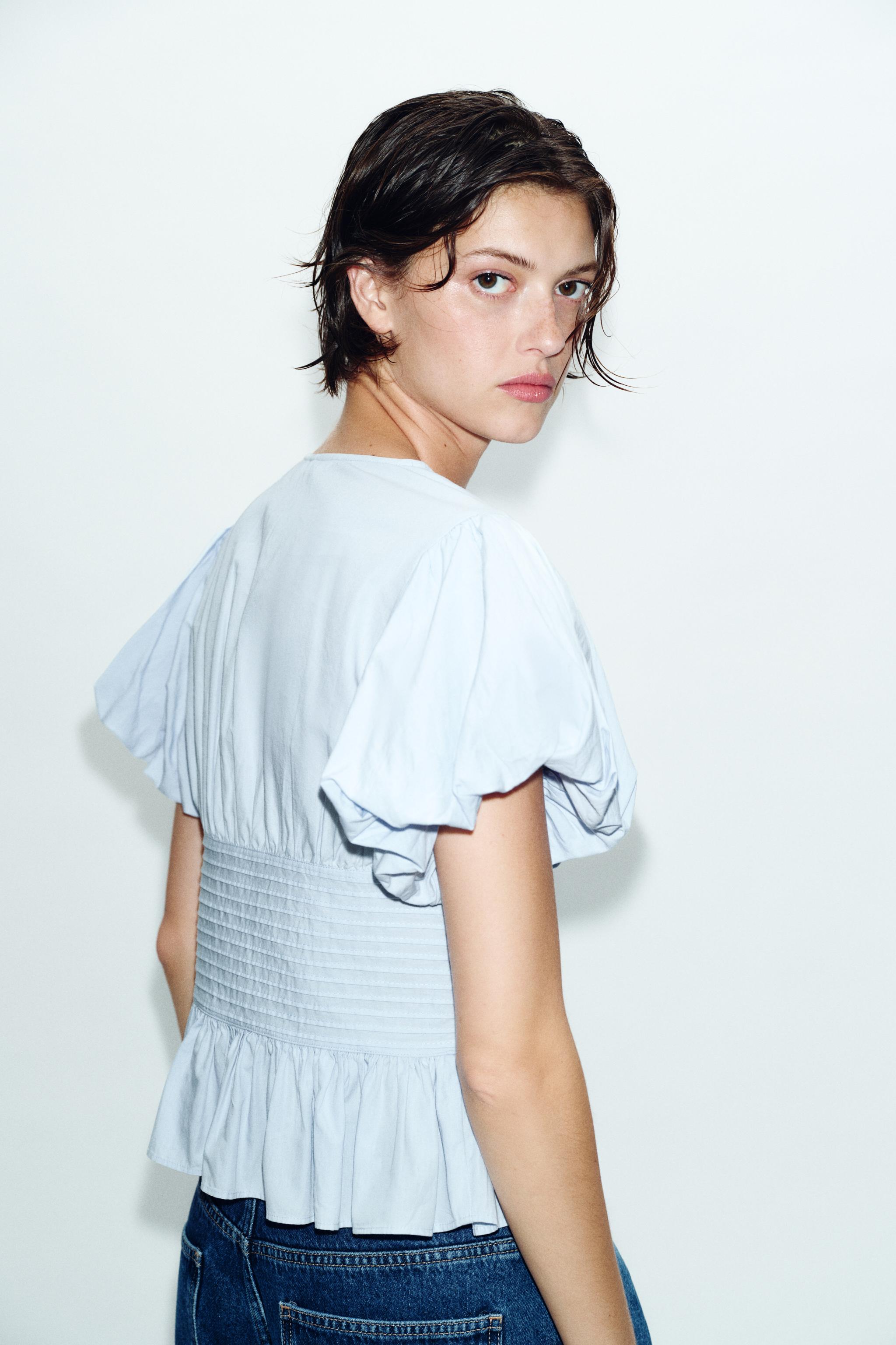 PUFF SLEEVE PINTUCK BLOUSE